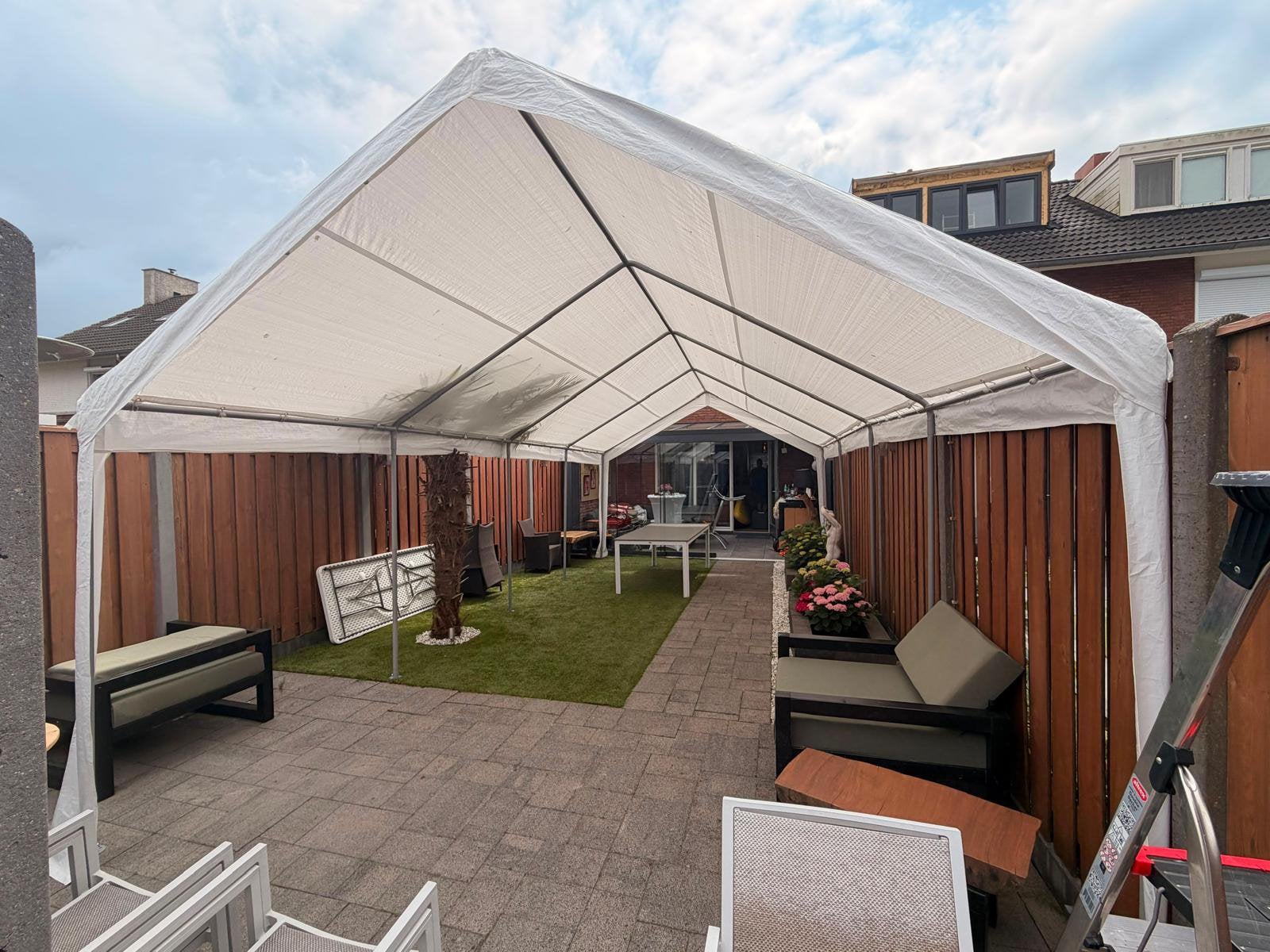 Partytent 8 x 4 mtr, Ophalen, Gebruikt, Partytent, 4 tot 6 meter
