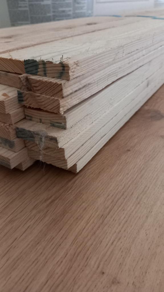 tengels 3.9 meter lang - 37x10 mm dik-breed - 3x16 stuks, Ophalen, Minder dan 25 mm, Nieuw, Plank