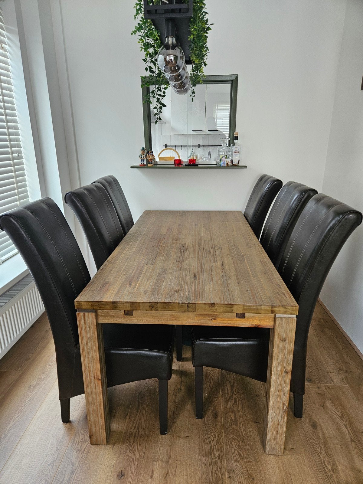 Eikenhouten eettafel met 6 stoelen, Huis en Inrichting, Tafels | Eettafels, Ophalen, Gebruikt, Overige materialen, Modern landelijk