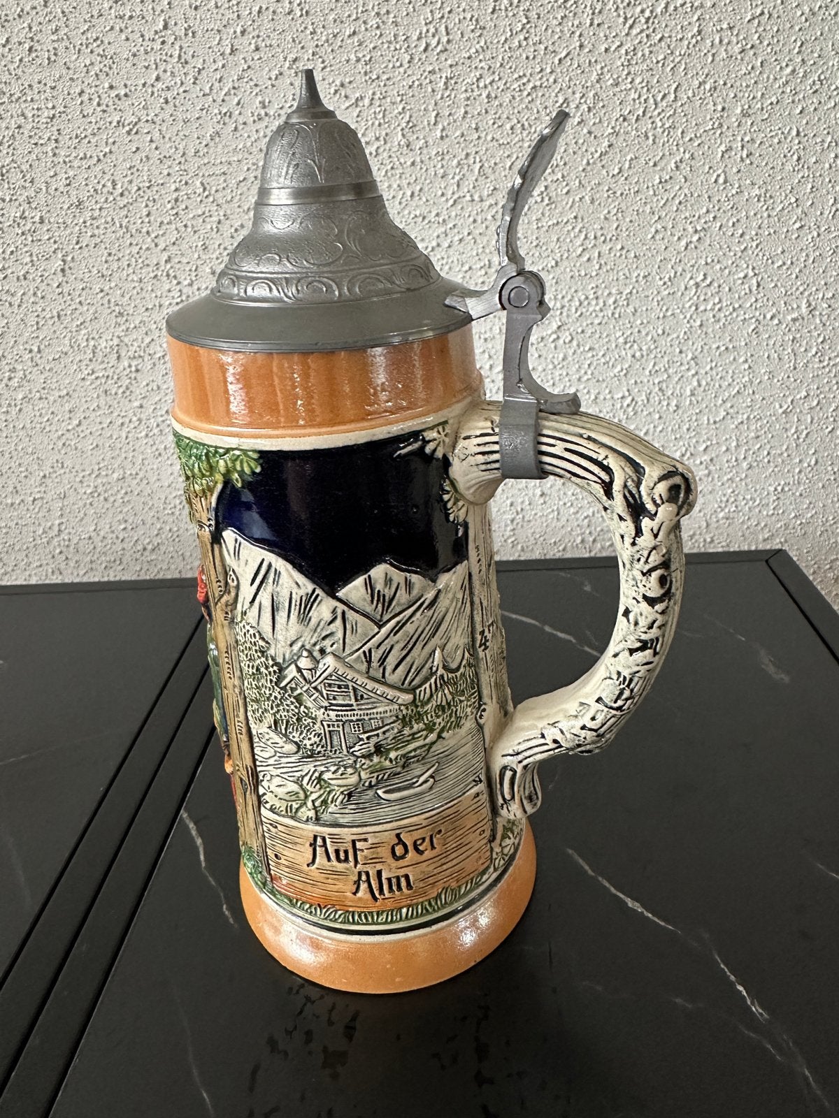 Originele Duitse Bierpul met Tinnen Deksel - 60 Jaar Oud, Antiek en Kunst, Antiek | Keramiek en Aardewerk, Ophalen of Verzenden