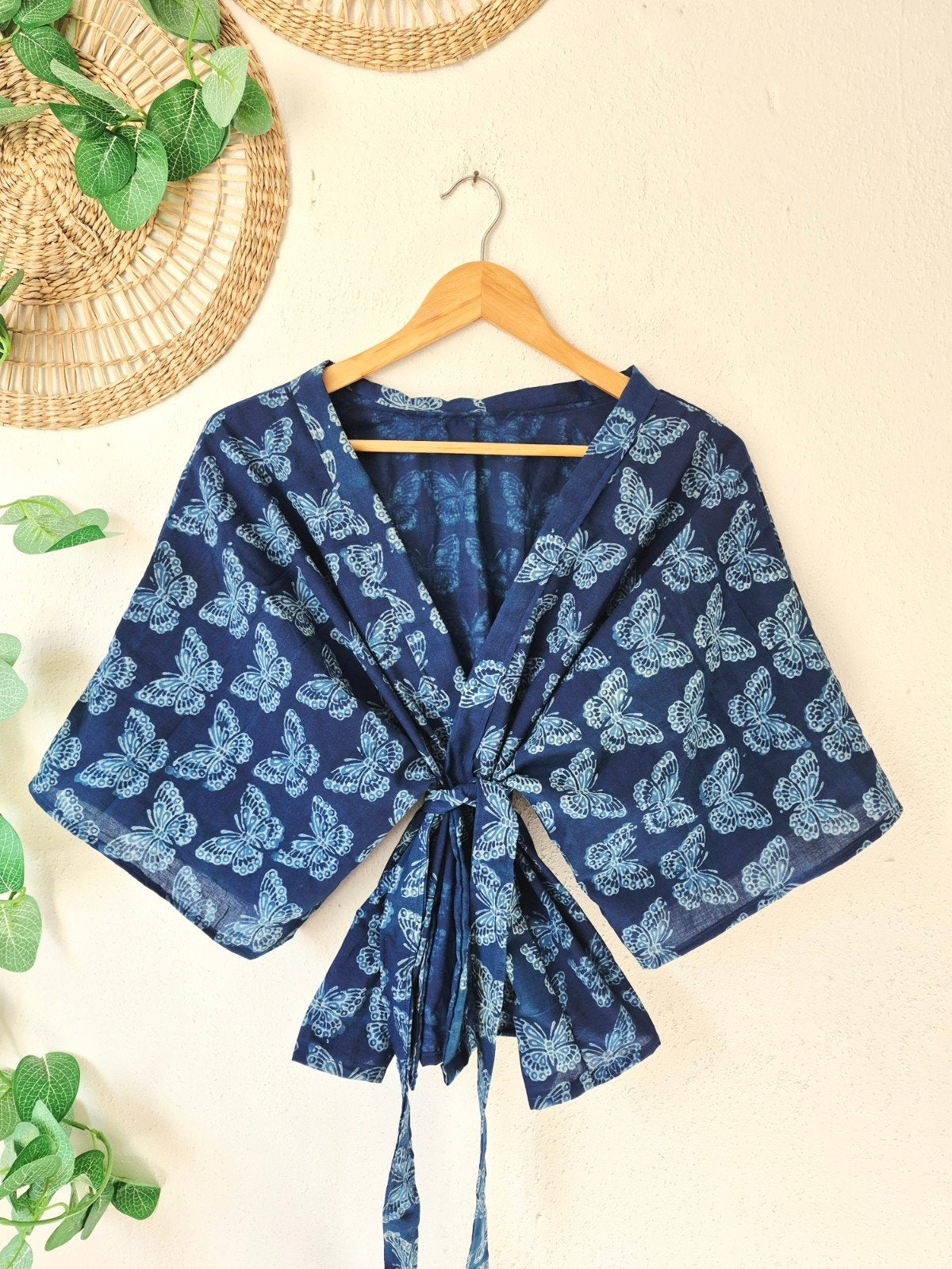 Handgemaakte vlinder kimono van India katoen allsize, Verzenden, Maat 46/48 (XL) of groter, Nieuw, Korte mouw