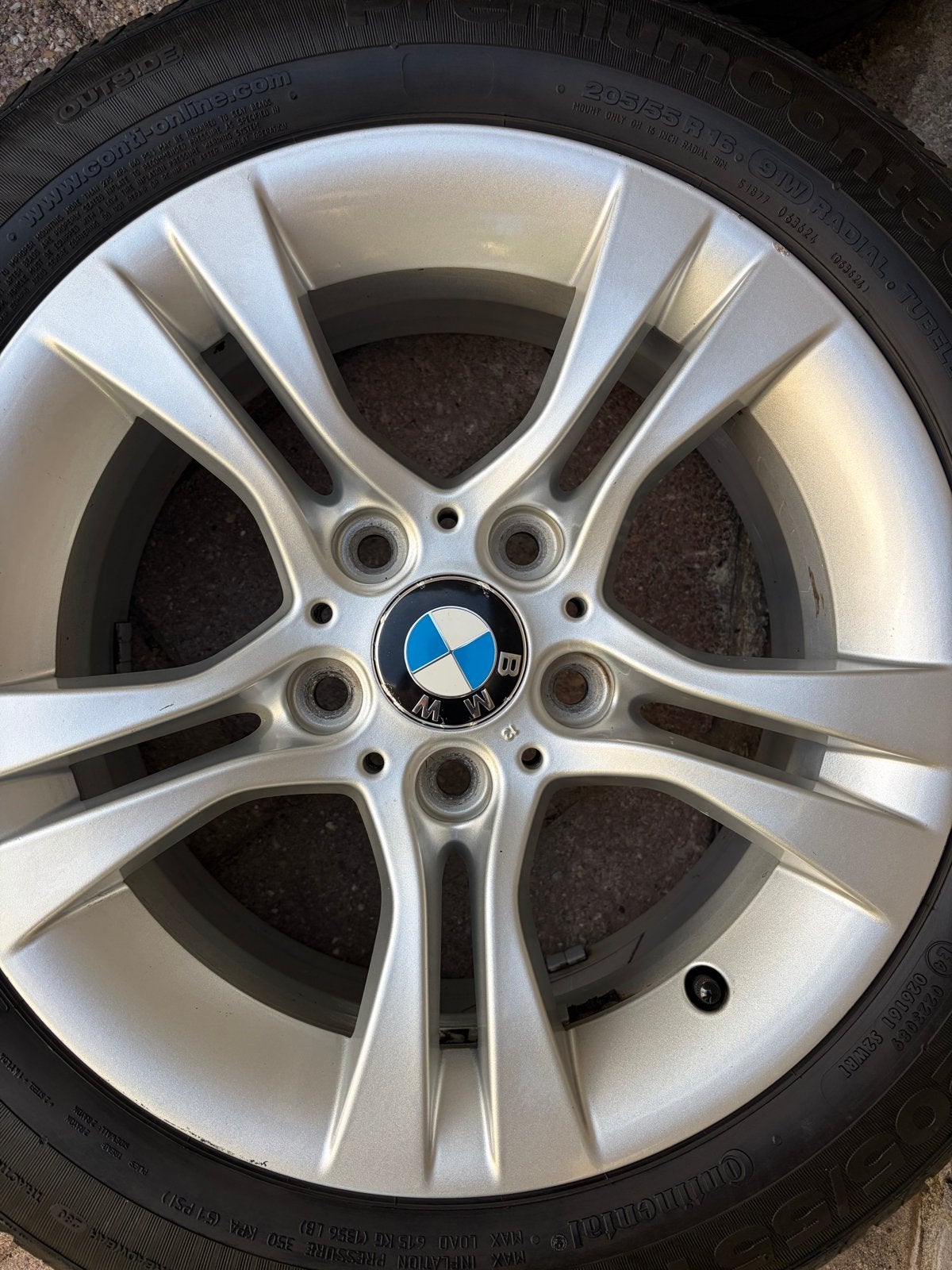 BMW 16 inch velgen met Continental zomerbanden, Ophalen, Gebruikt, 16 inch, Banden en Velgen