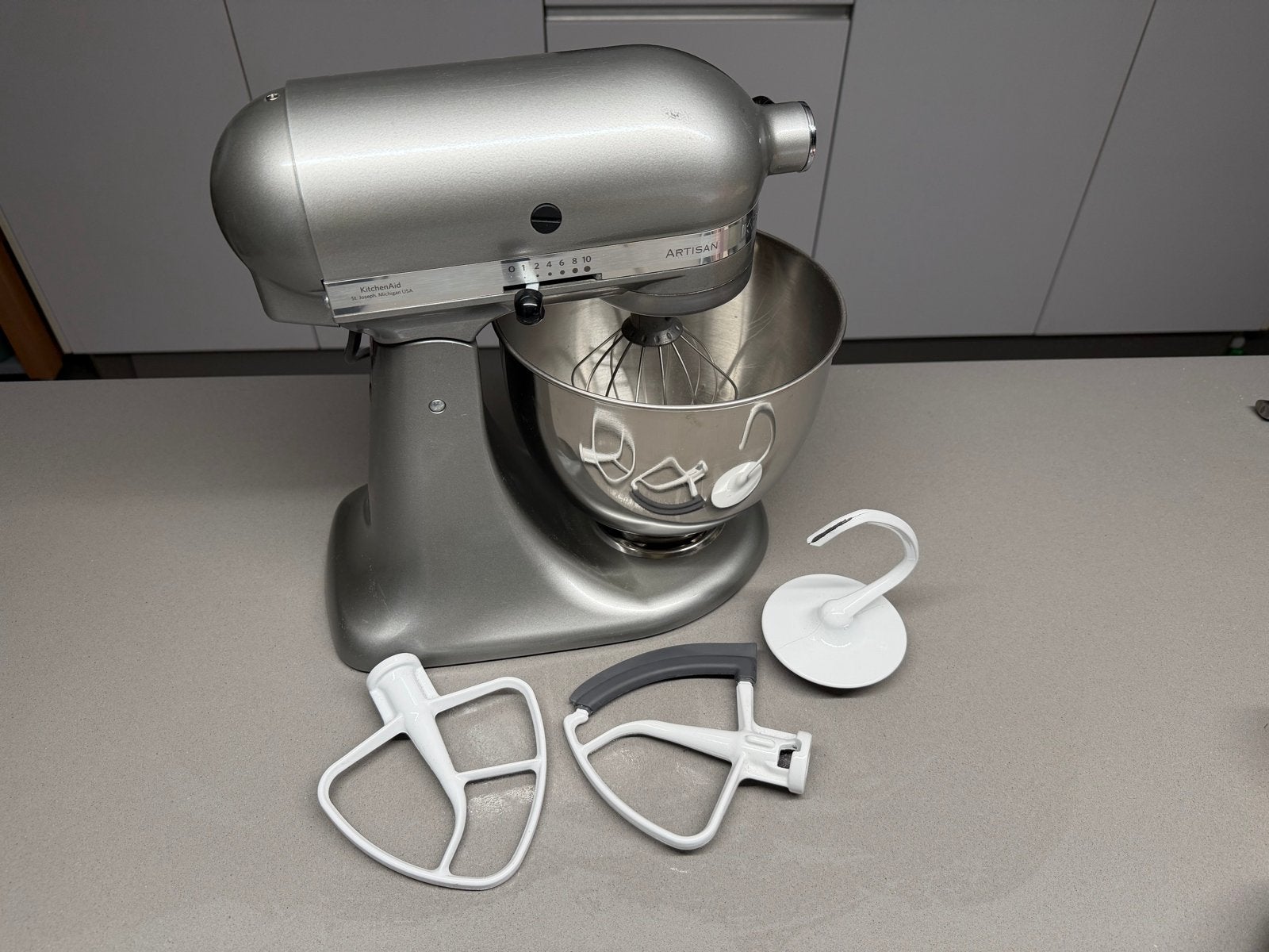 KitchenAid Artisan Mixer 5KSM125 - Zilver, 4 liter of meer, 3 snelheden of meer, Ophalen of Verzenden, Zo goed als nieuw