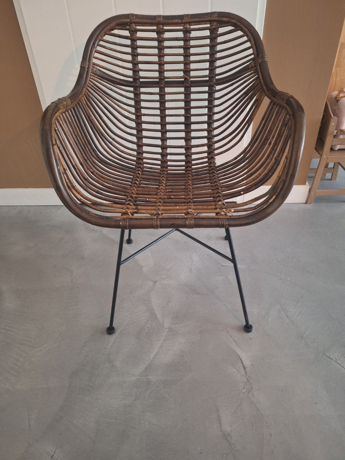 Rotan eetkamerstoel, Huis en Inrichting, Stoelen, Ophalen, Gebruikt, Bruin, Eén