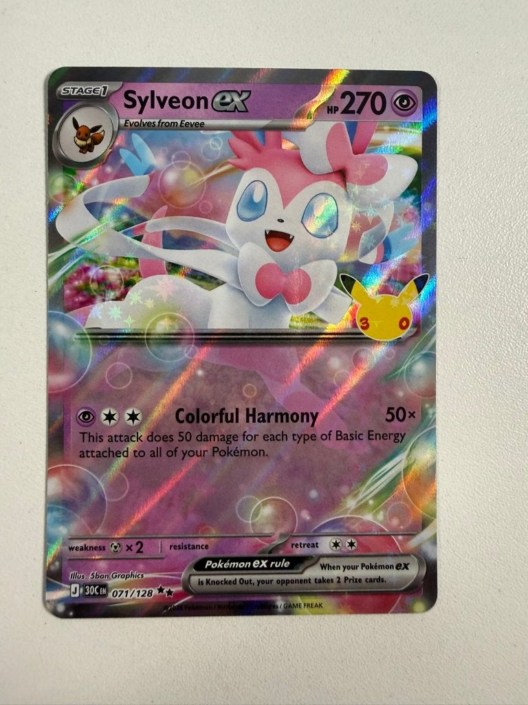 071/128 Sylveon EX 30th Celebration Pokemon Kaart, Ophalen of Verzenden, Nieuw, Losse kaart