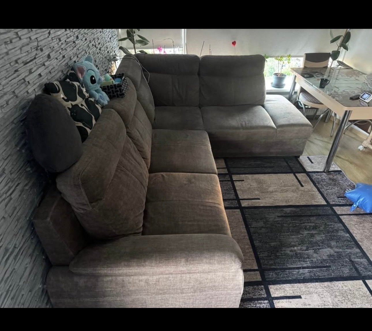 Bruine hoekbank met opslag en slaapfunctie - Seats and Sofas, Huis en Inrichting, Banken | Bankstellen, Gebruikt, Hoekbank, Ophalen of Verzenden