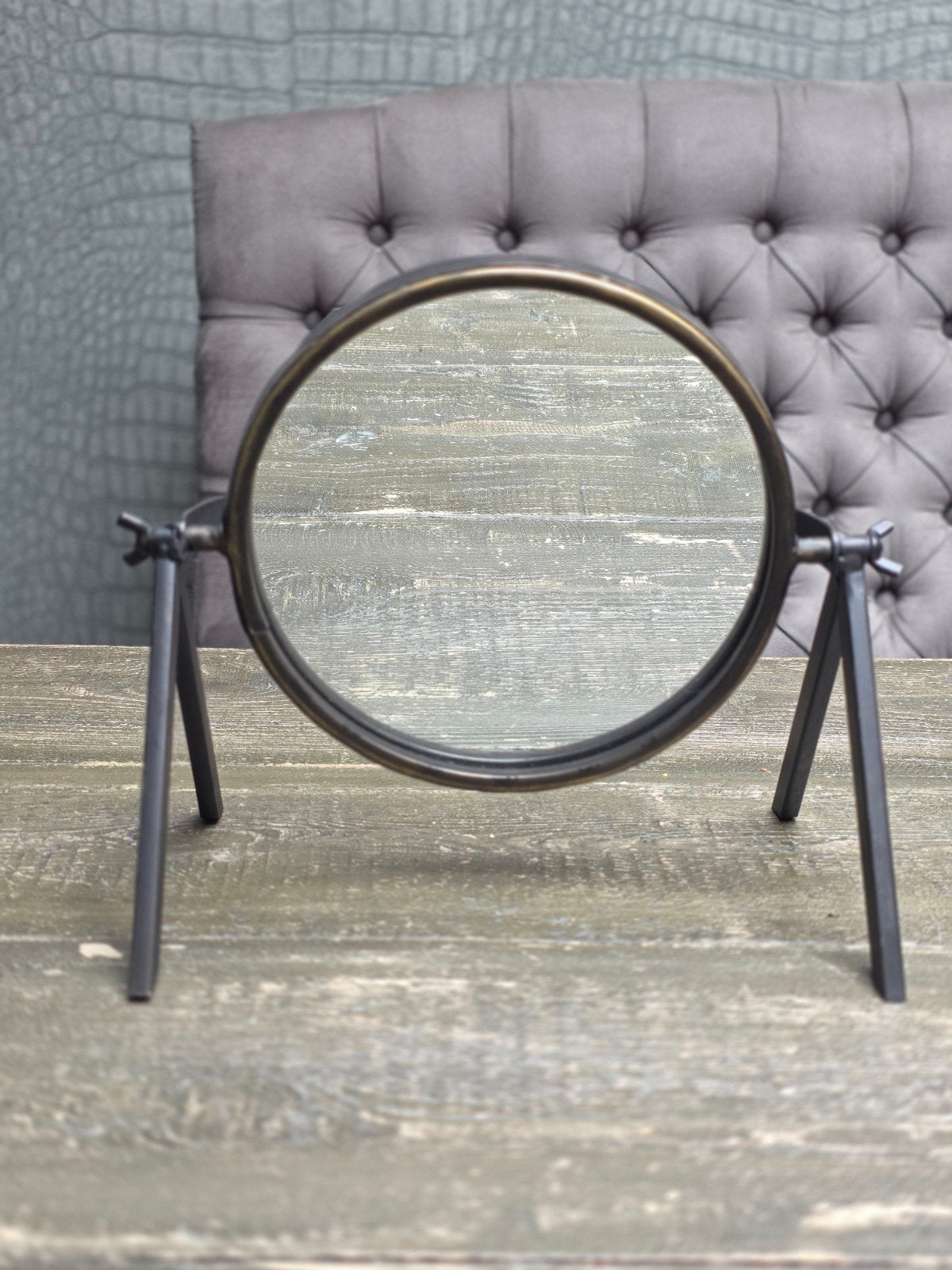 Antiek ogende tafelspiegel op standaard, Ophalen, Minder dan 50 cm, Gebruikt, Minder dan 100 cm