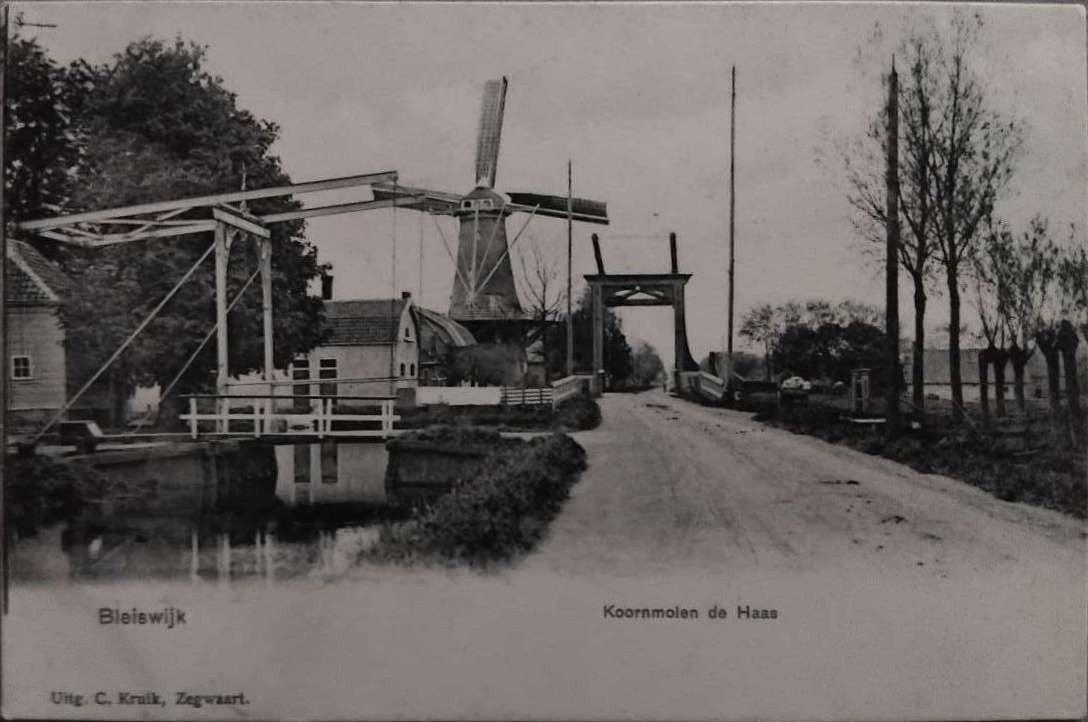 Bleiswijk Zuid-Holland – Koornmolen de Haas (ca. 1900), Verzamelen, Ansichtkaarten | Nederland, Verzenden, Voor 1920, Ongelopen