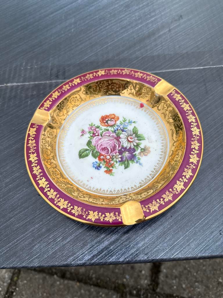Vintage Limoges Jammet Seignolles Asbak - Handbeschilderd, Ophalen