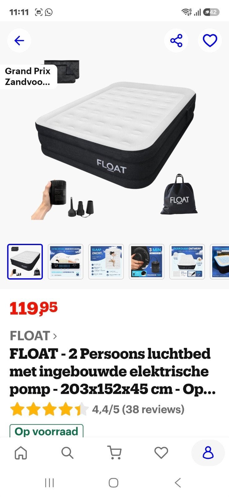 float opblaasbare bed nieuw ongebruikt in zak, Caravans en Kamperen, Luchtbedden, Ophalen of Verzenden, Nieuw