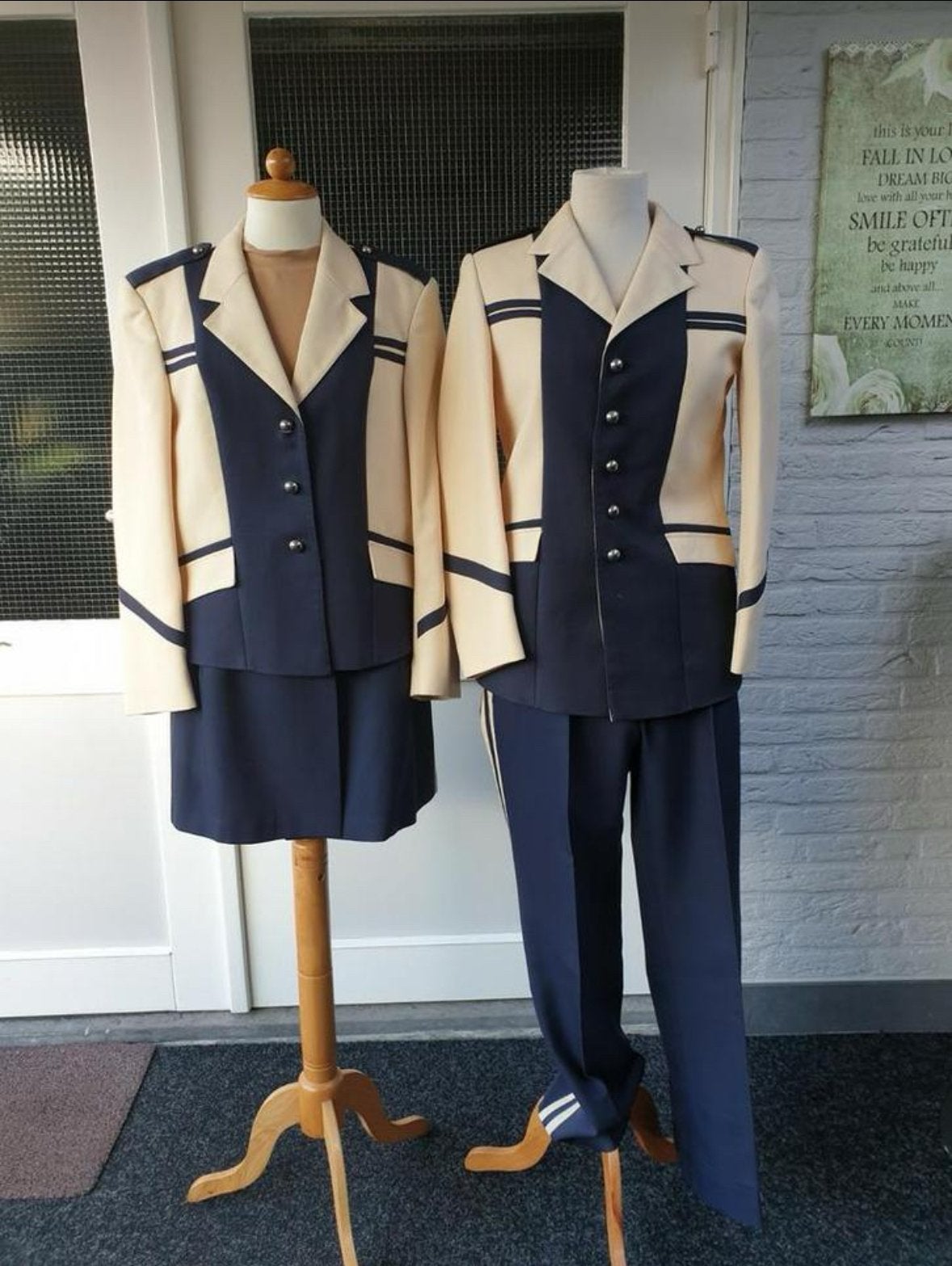 Carnavalskleding: Marine/Stewardess Pak (Man/Vrouw), Ophalen of Verzenden, Gebruikt, Pak of Jurk