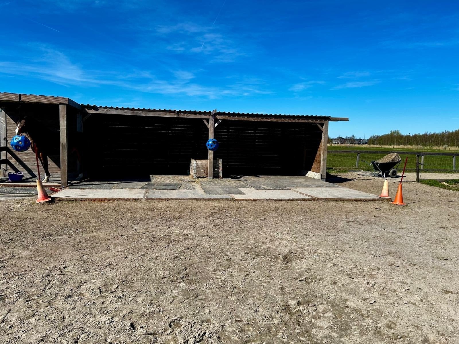 Stalling voor pony met IR/EMS aangeboden op een doe-het-zelf, Stalling
