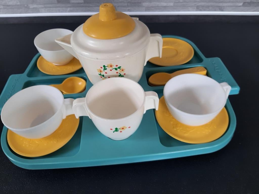 Fischer-price theeserviesje kinderkeuken vintage 1982 geel, Ophalen of Verzenden