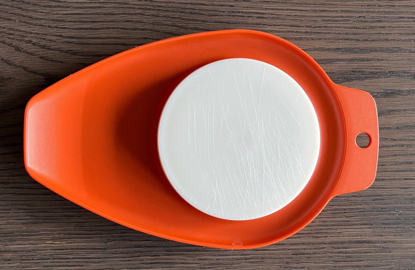Oranje Tupperware snijplank. In goede staat, Huis en Inrichting, Keuken | Tupperware, Ophalen of Verzenden, Gebruikt, Oranje, Overige typen