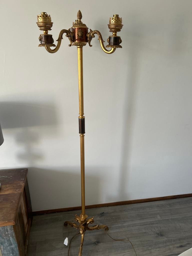 Vintage Kandelaber Vloerlamp Zwaar Messing Hollywood Regency, Ophalen