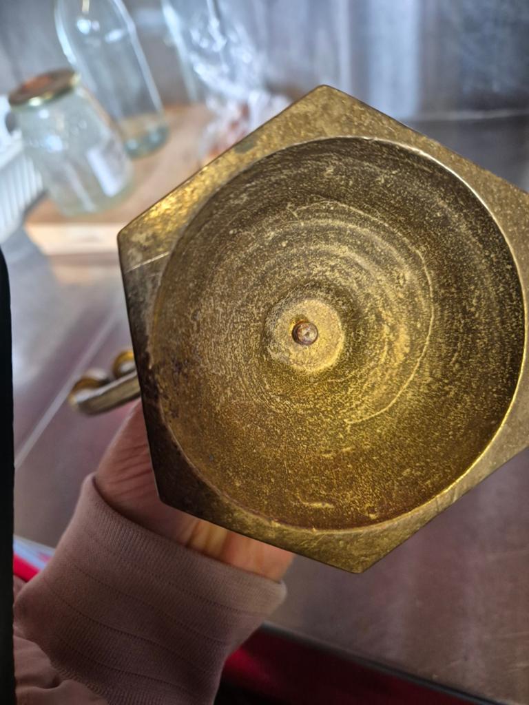 Antieke Koperen Menora - 7-armige Kandelaar, 1.5 kg, Ophalen of Verzenden, Koper of Brons