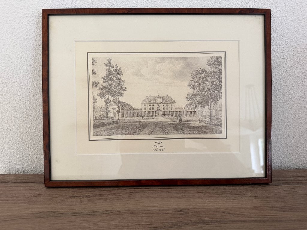 Prachtige gravure / ets Slot Zeist - ingelijst, Ophalen of Verzenden, Architectuur, Ets, 1700 - 1799