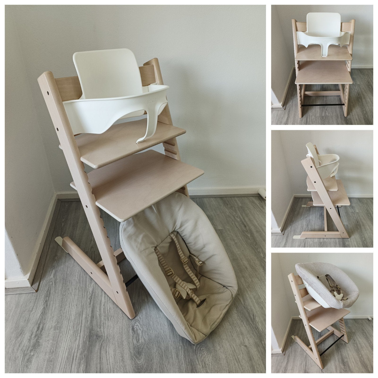 Stokke Tripp Trapp whitewash+babyset,newborn en hoes, Kinderen en Baby's, Kinderstoelen, Meegroeistoel, Ophalen of Verzenden, Zo goed als nieuw