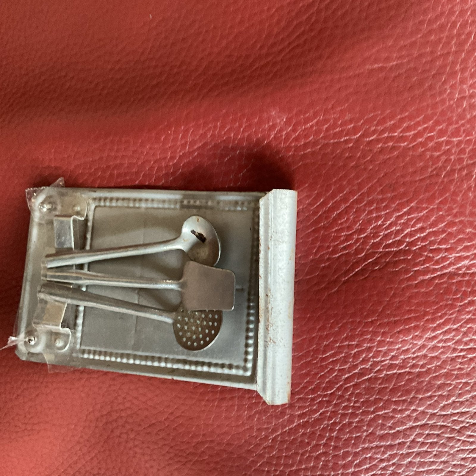 Vintage. Poppenhuis lepelrekje met 3 lepels, Ophalen of Verzenden