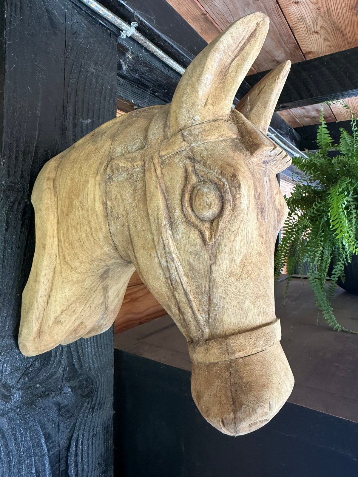Prachtige paardenhoofd wanddecoratie, Antiek en Kunst, Wanddecoratie, Hout, Bruin, Klassiek