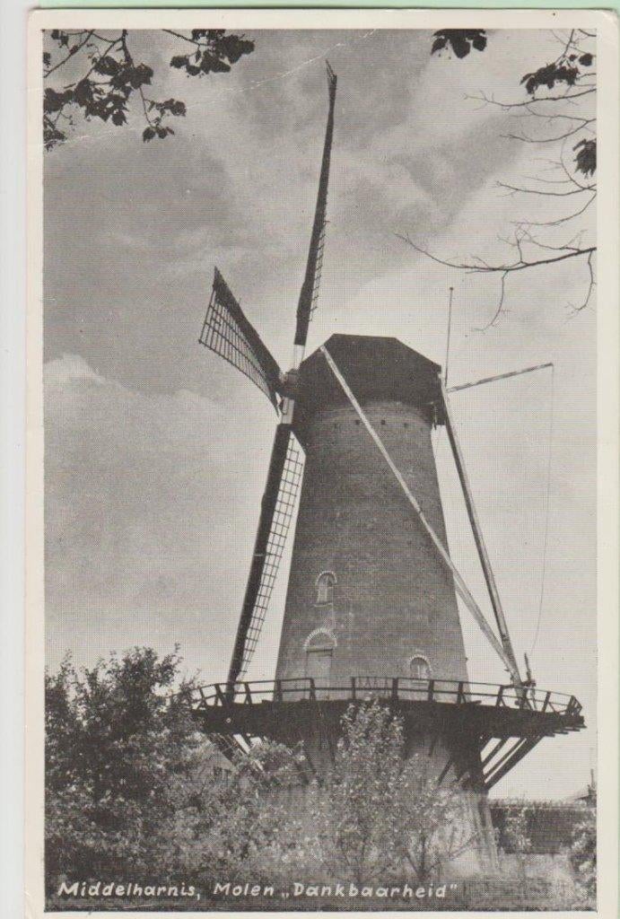 Middelharnis (ZH) Molen 'Dankbaarheid', Verzenden, 1940 tot 1960, Ongelopen, Zuid-Holland