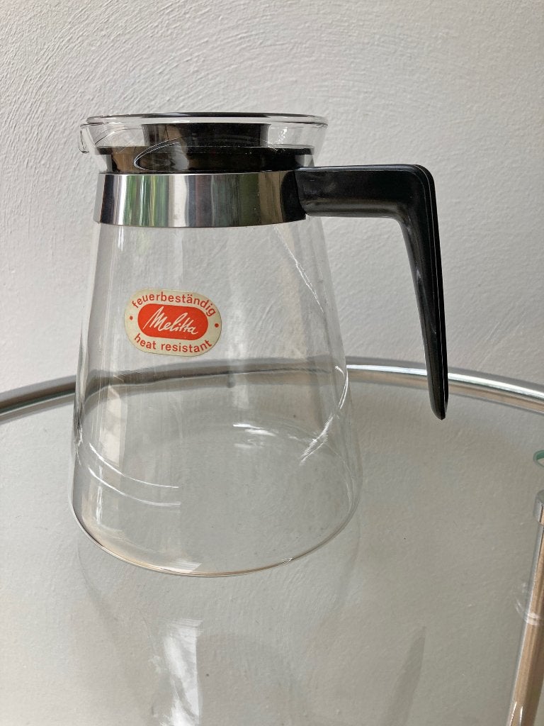 Vintage glazen koffiekan met deksel van Melitta, Ophalen of Verzenden, Zo goed als nieuw, Overige merken, Glas
