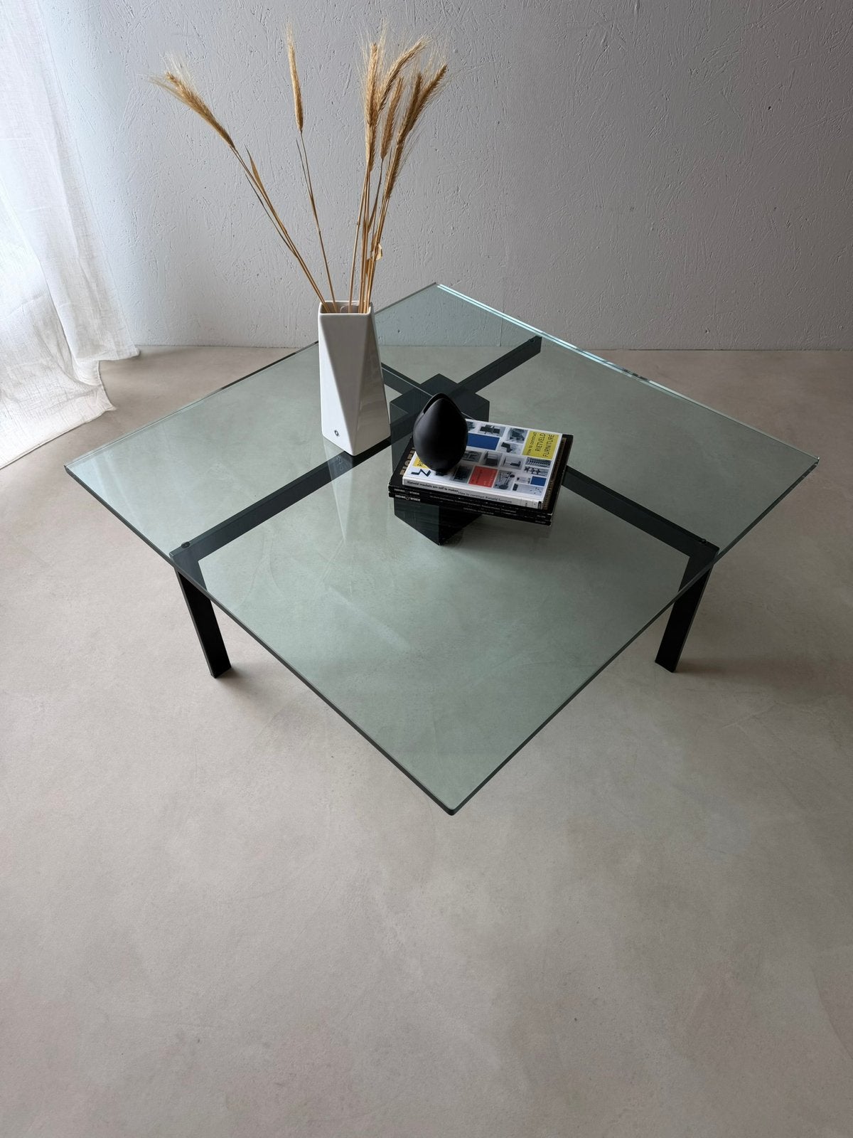 Metaform KW1 salontafel Hank Kwint 1980s glas zwart metaal, Ophalen of Verzenden