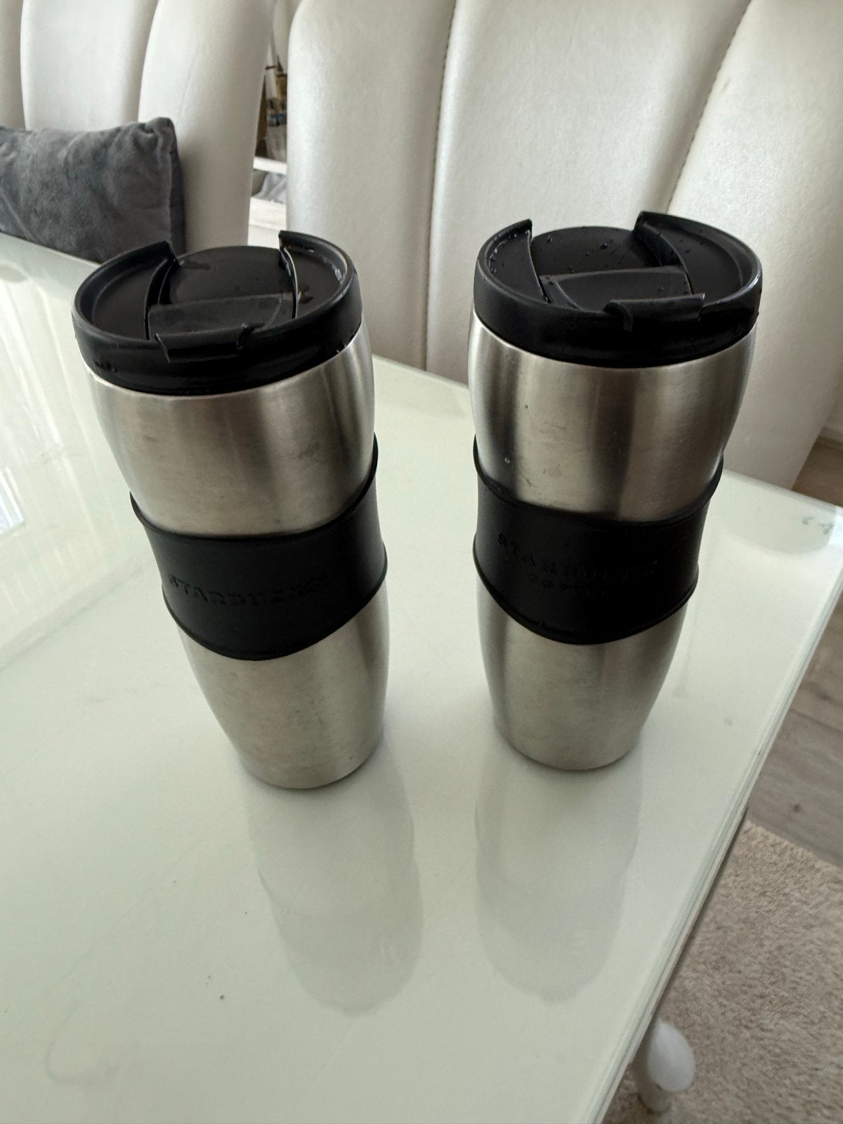 Starbucks Silver Lucy Tumbler Thermos 12oz (2 stuks), Zilver, Ophalen of Verzenden, Metaal, Overige merken