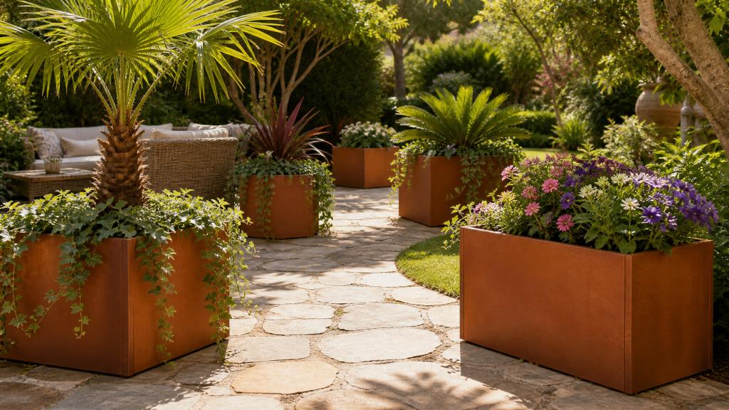 Plantenbakken cortenstaal, Tuin en Terras, Bloembakken en Plantenbakken, Vierkant, Nieuw, Ophalen of Verzenden, Metaal