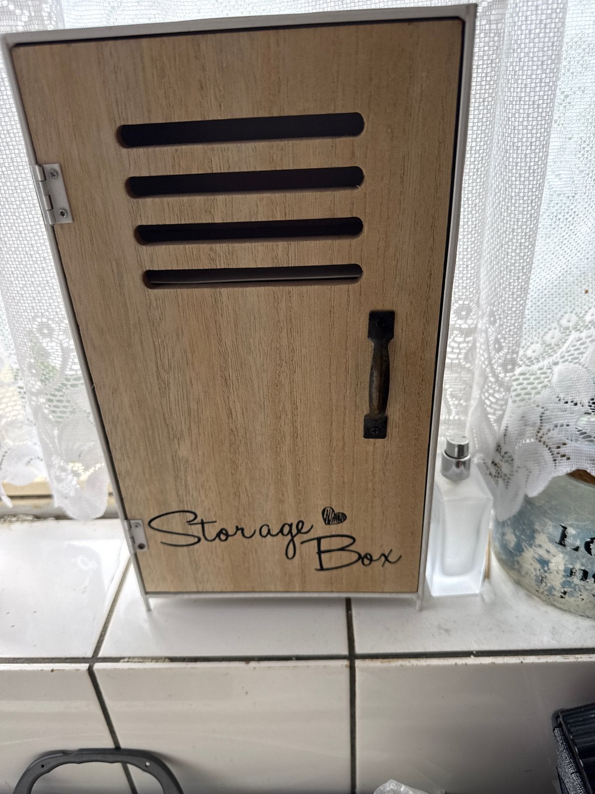 Decoratieve Houten Opbergbox met "Storage Box" opdruk, Ophalen of Verzenden, Gebruikt