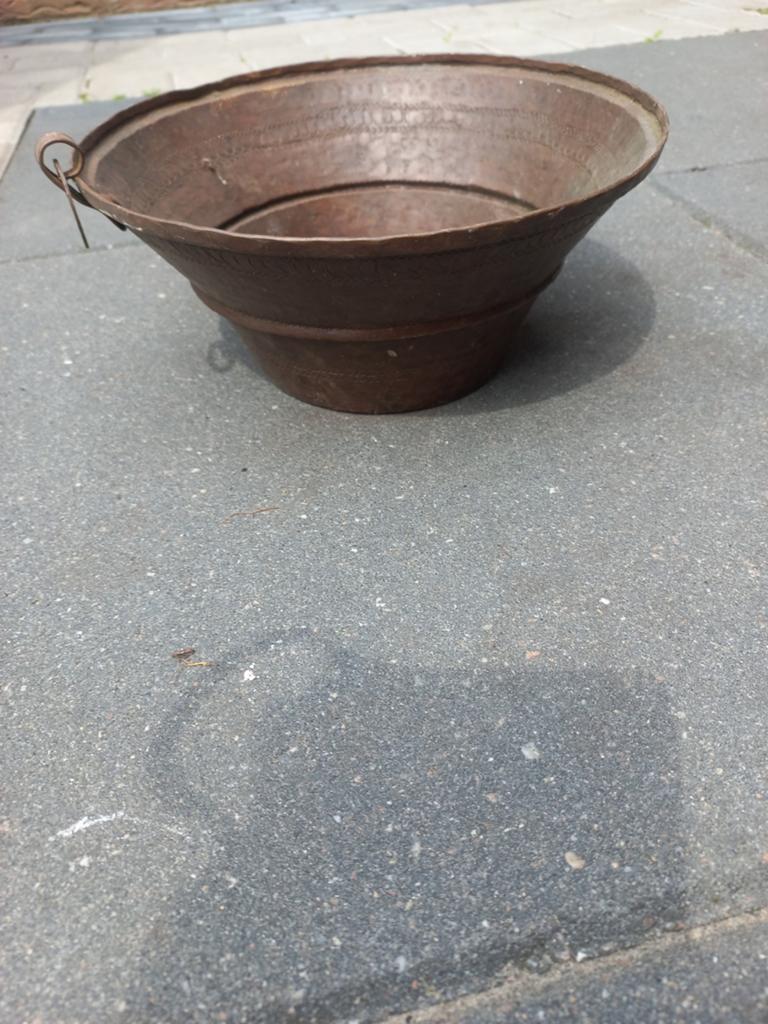Antieke Koperen Ketel / Bloempot, Ophalen of Verzenden, Koper