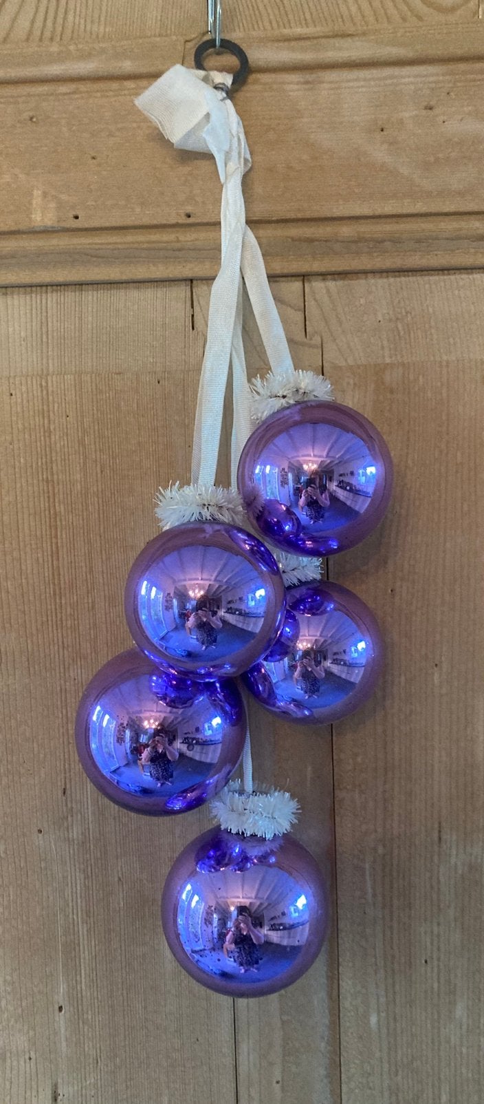 Retro bosje paarse kerstballen, B, Gebruikt, C, Ophalen of Verzenden