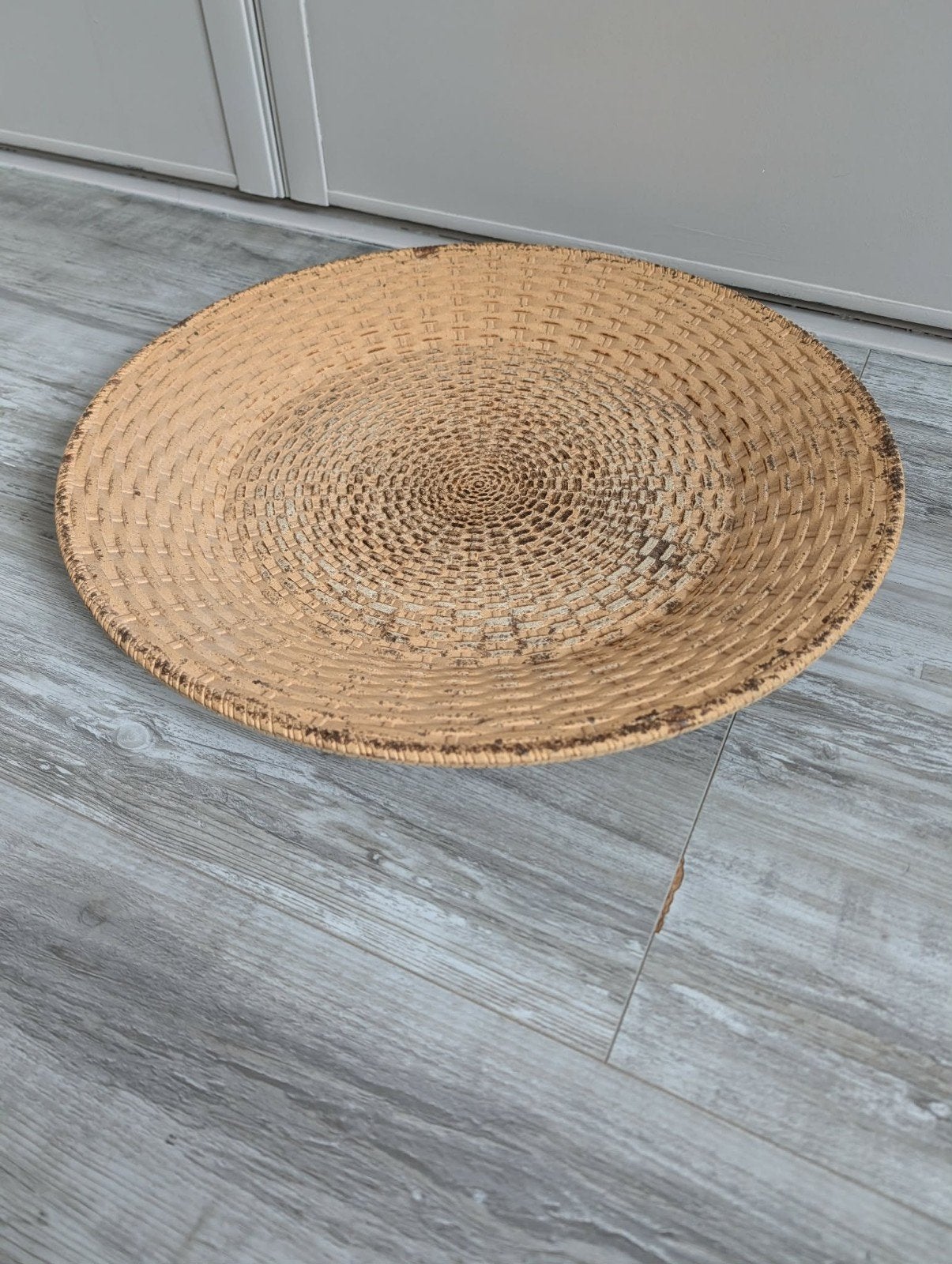 Grote decoratieschaal - woonaccessoires - dienblad, Ophalen, Zo goed als nieuw, Rond, Riet