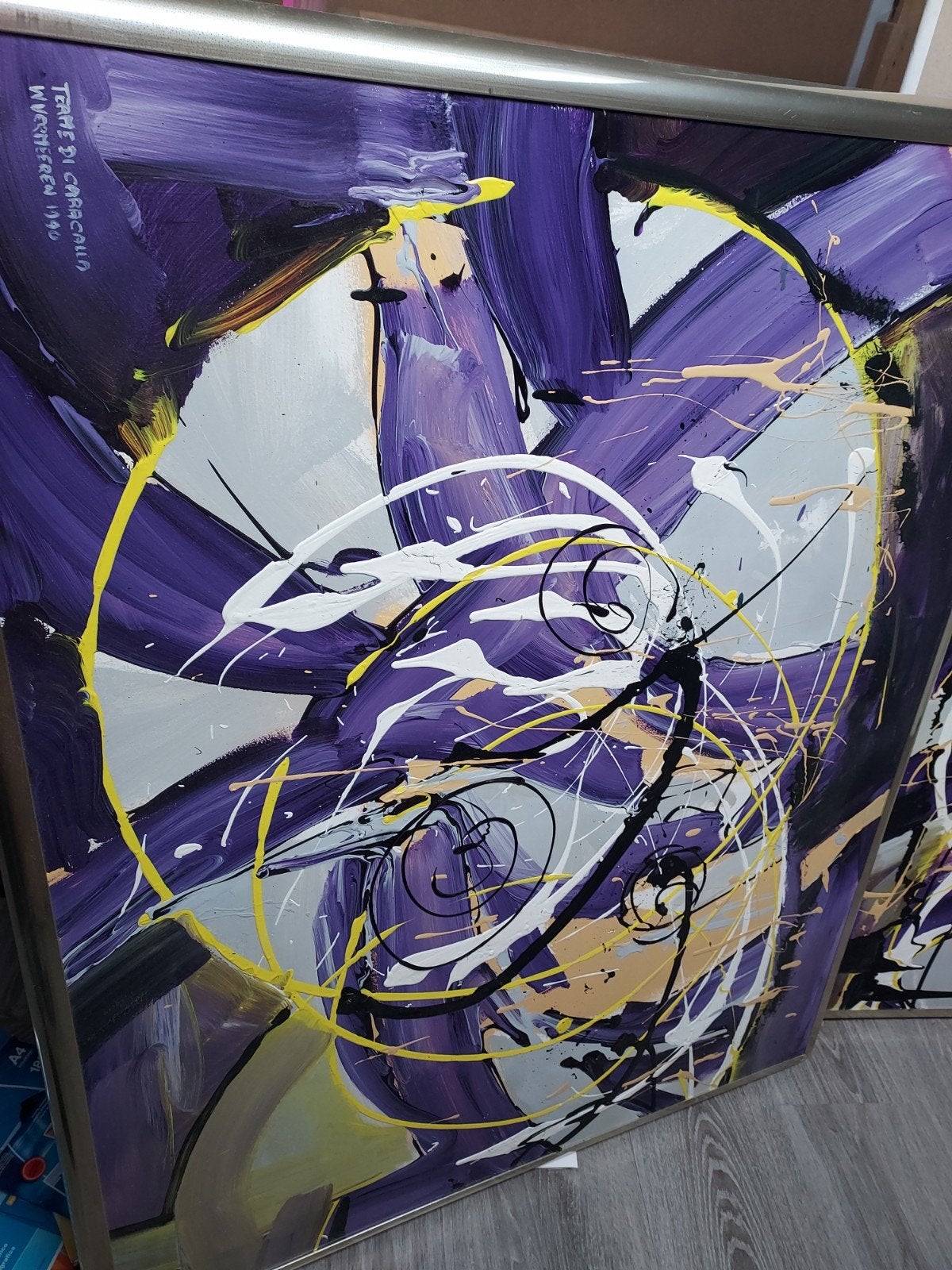 2 paarse schilderijen, Antiek en Kunst, Ophalen