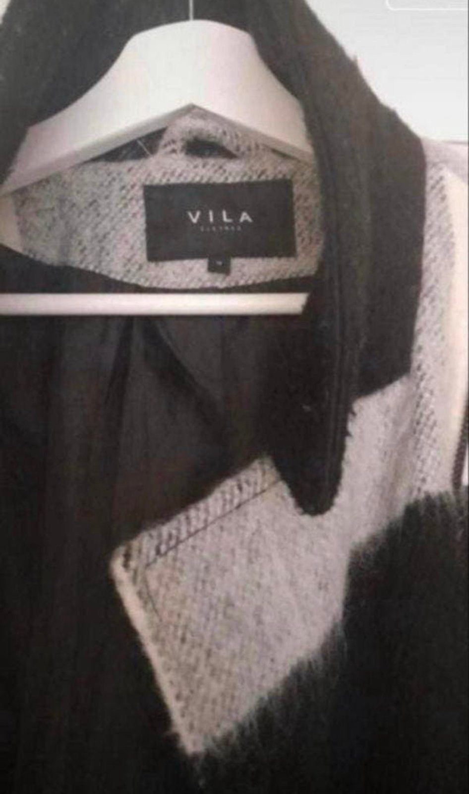 Vila Winterjas Dames Zwart Wit Geblokt Wol, Ophalen of Verzenden, Zo goed als nieuw, Meerkleurig