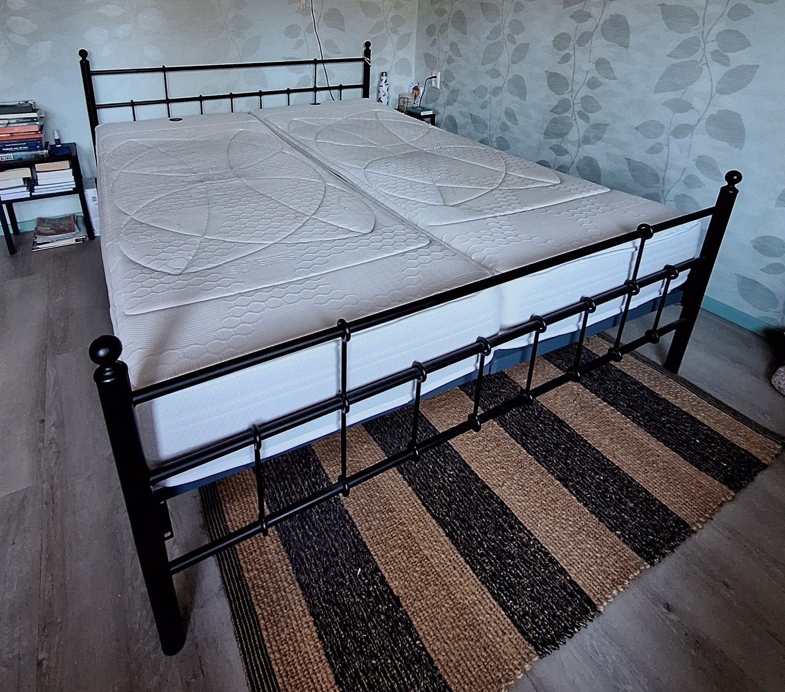 EXTRA LANG metalen bed 160x220!!, Ophalen, Gebruikt, Zwart, Tweepersoons