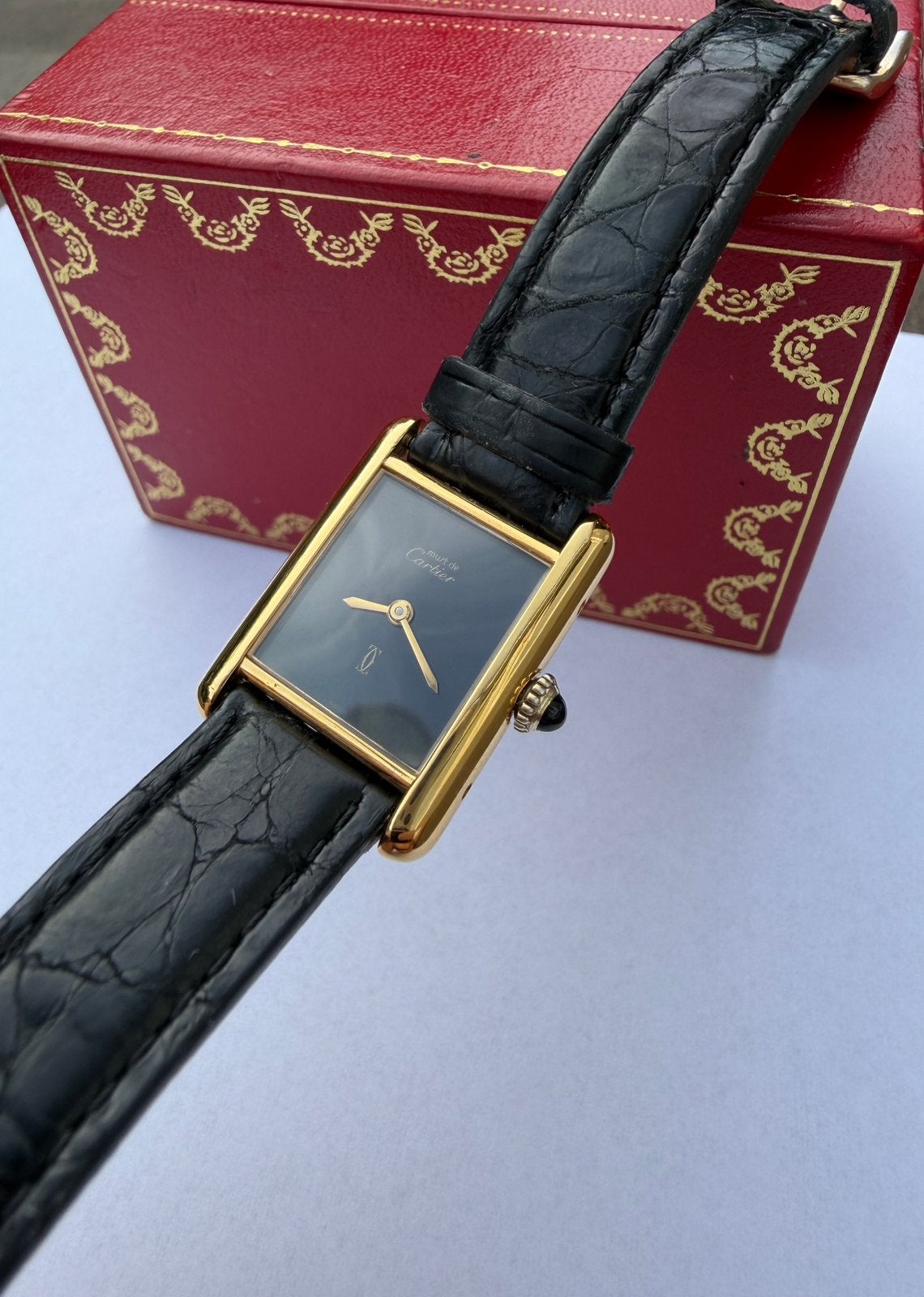 Cartier Tank Must Small, Overige merken, Leer, Polshorloge, Ophalen of Verzenden