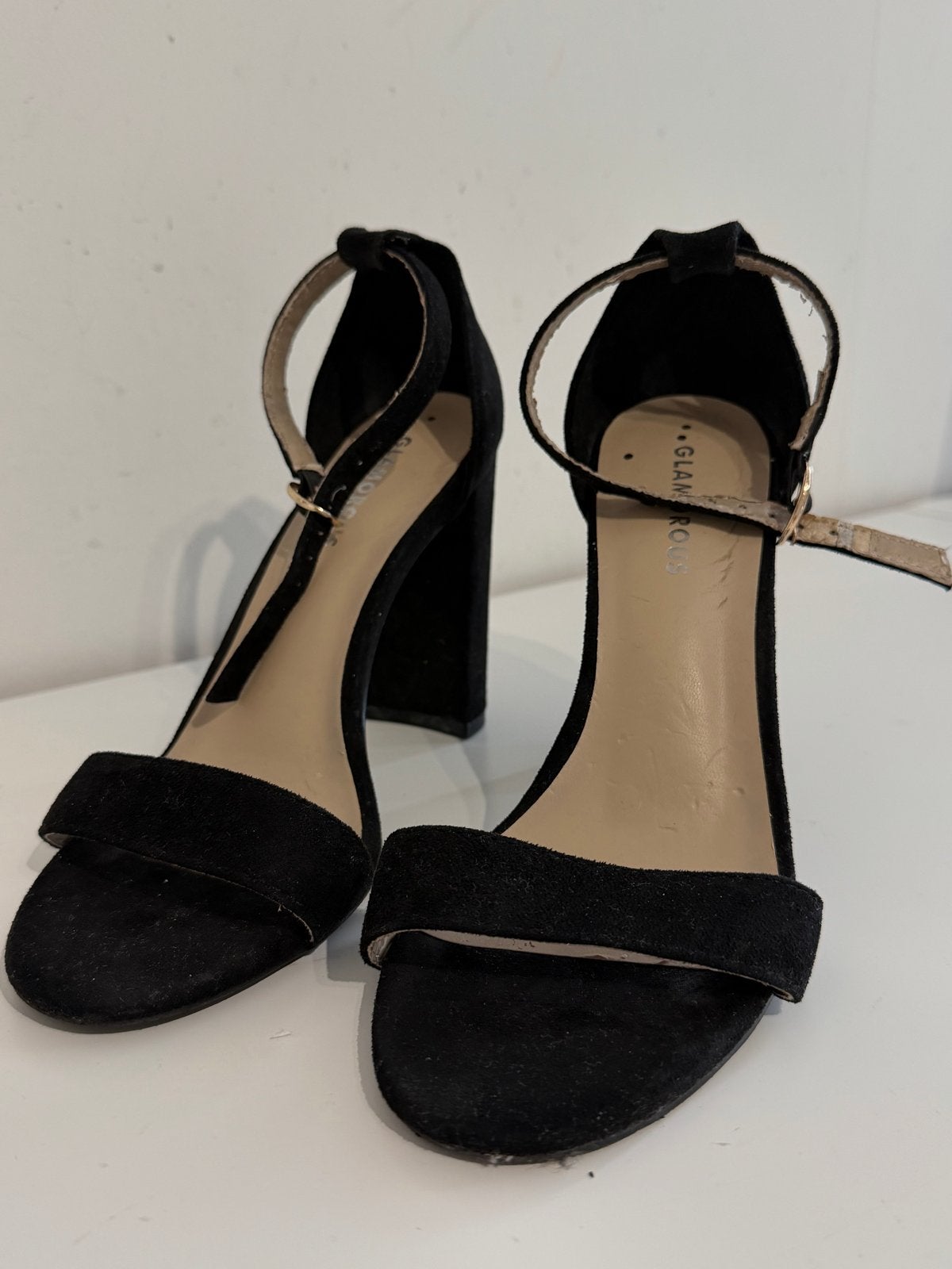 Zwarte Glamorous sandalen met hak - Maat 38, Verzenden, Gedragen, Zwart, Schoenen met hoge hakken