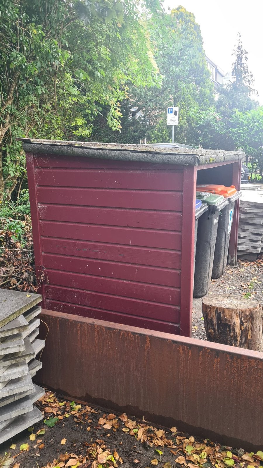 Gratis, houten container huisje (zonder inhoud), Tuin en Terras, Ophalen, Gebruikt, Hout, Containerberging