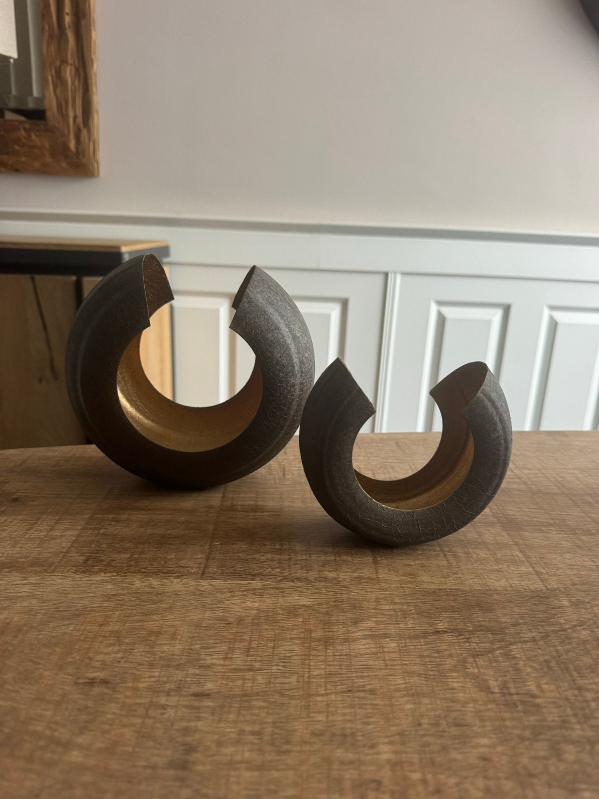 Set van 2 bronzen windlichten met gouden binnenkant, Windlicht, Meerkleurig, Ophalen of Verzenden, Zo goed als nieuw