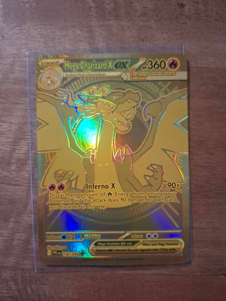 Mega Charizard X EX 130/094 Pokemon Kaart, Ophalen of Verzenden, Zo goed als nieuw, Losse kaart, Foil