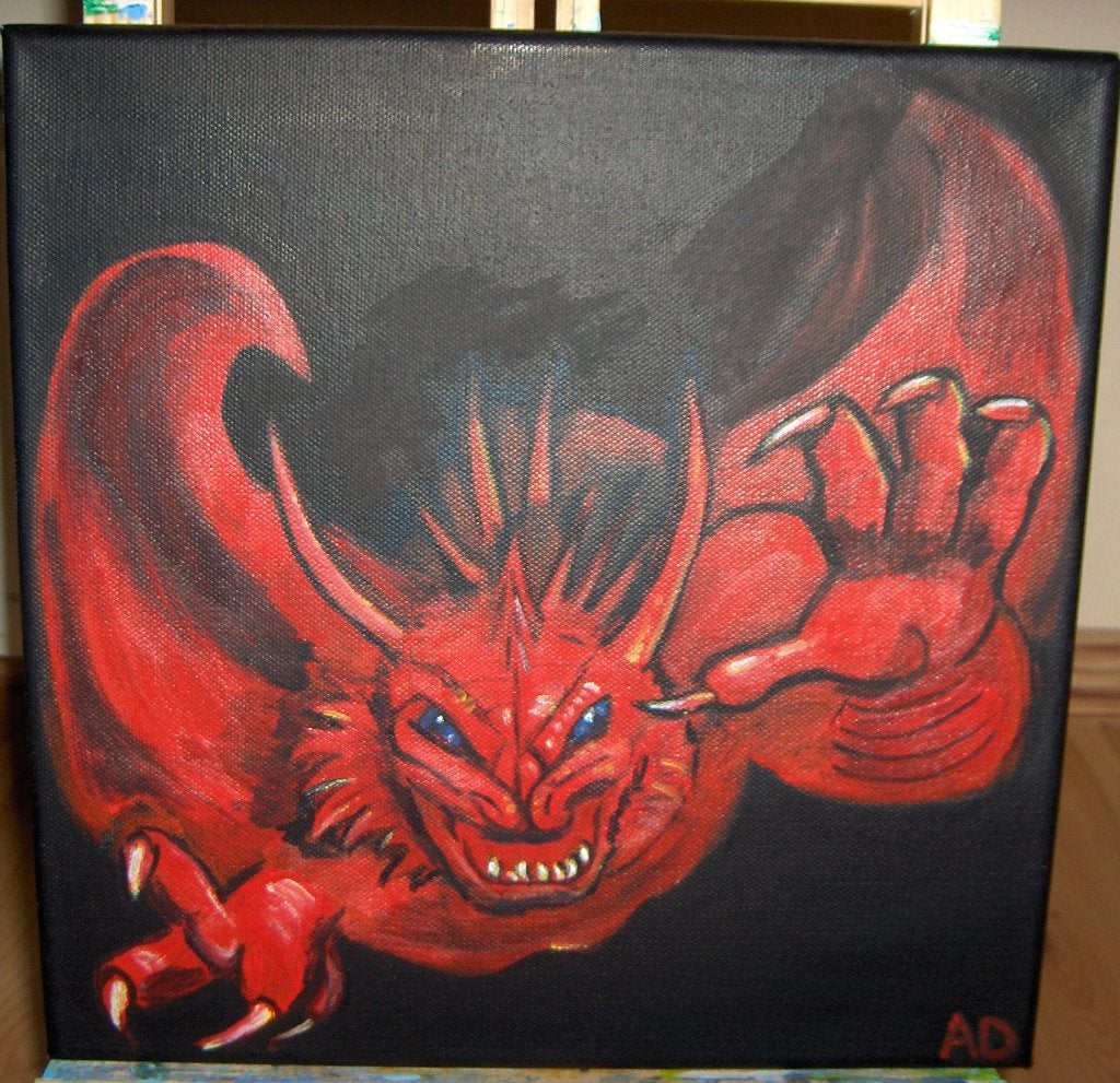 Draak 1, Antiek en Kunst, Acrylverf, Ophalen of Verzenden, Textiel, Overig onderwerp
