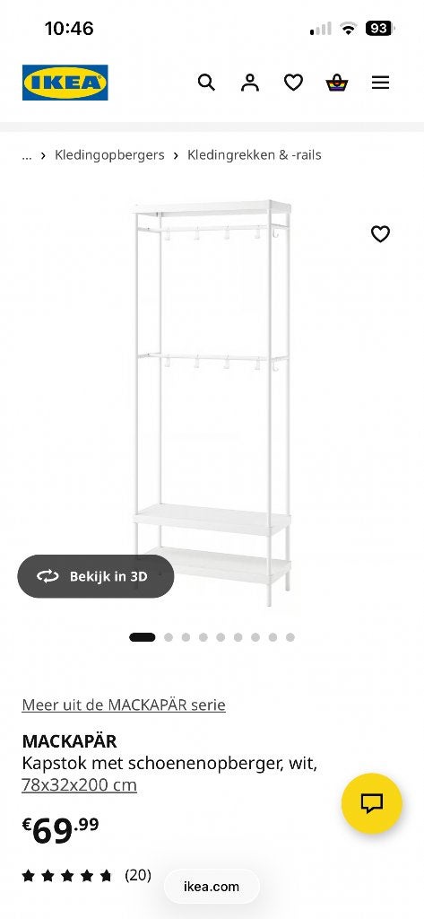 Wit nieuw kledingrek, Ophalen, Nieuw, 50 tot 100 cm, Metaal