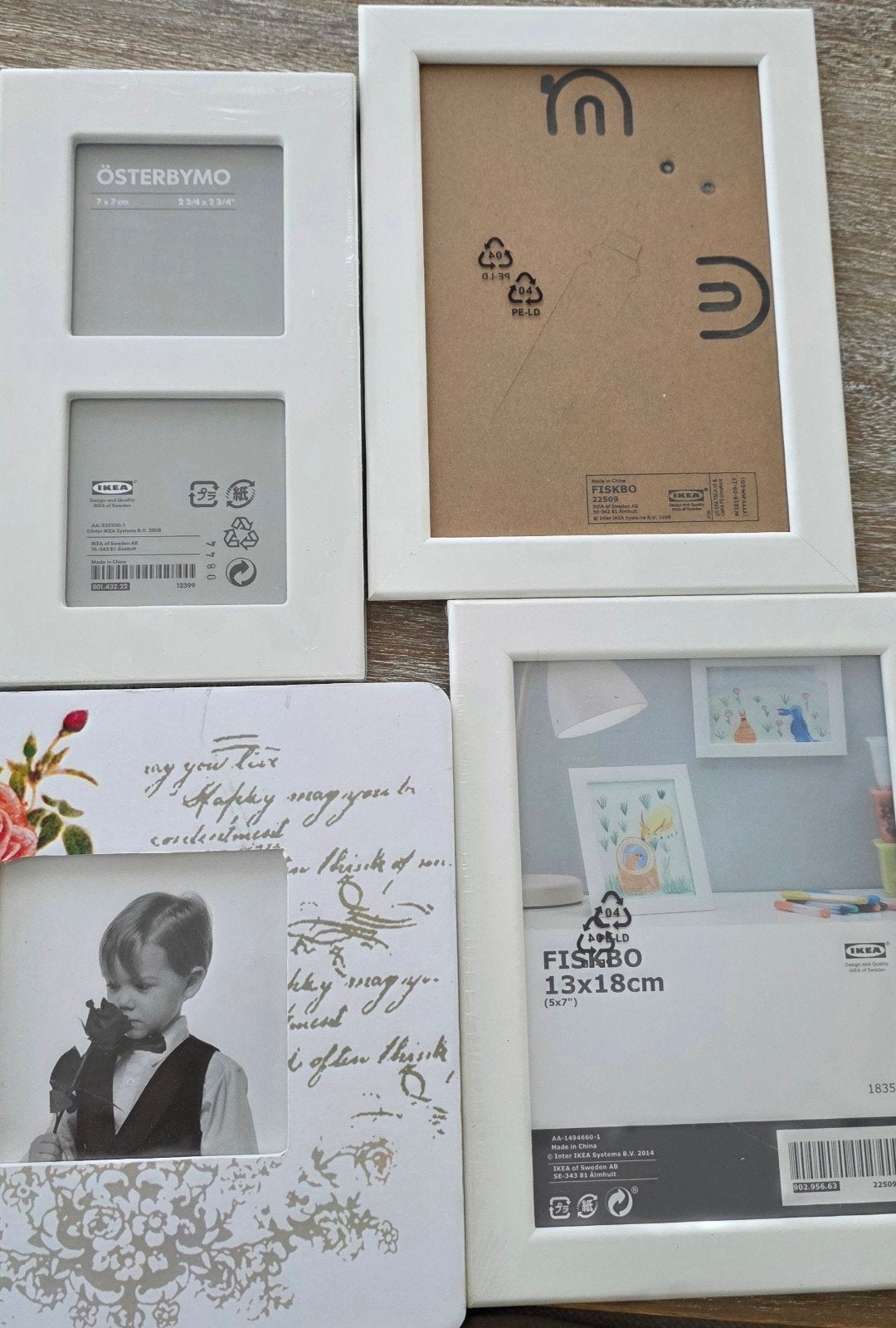 Diverse fotolijsten en fotoalbum, Ophalen, Gebruikt, Wit, Standaard fotolijst