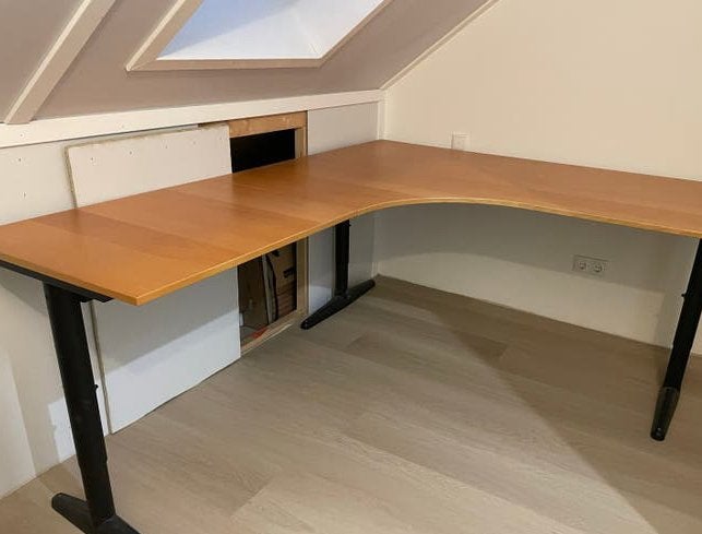Modulair Hoekbureau - 3 Delen, Ook Gespiegeld Beschikbaar, Ophalen, Demontabel, Gebruikt, Hout