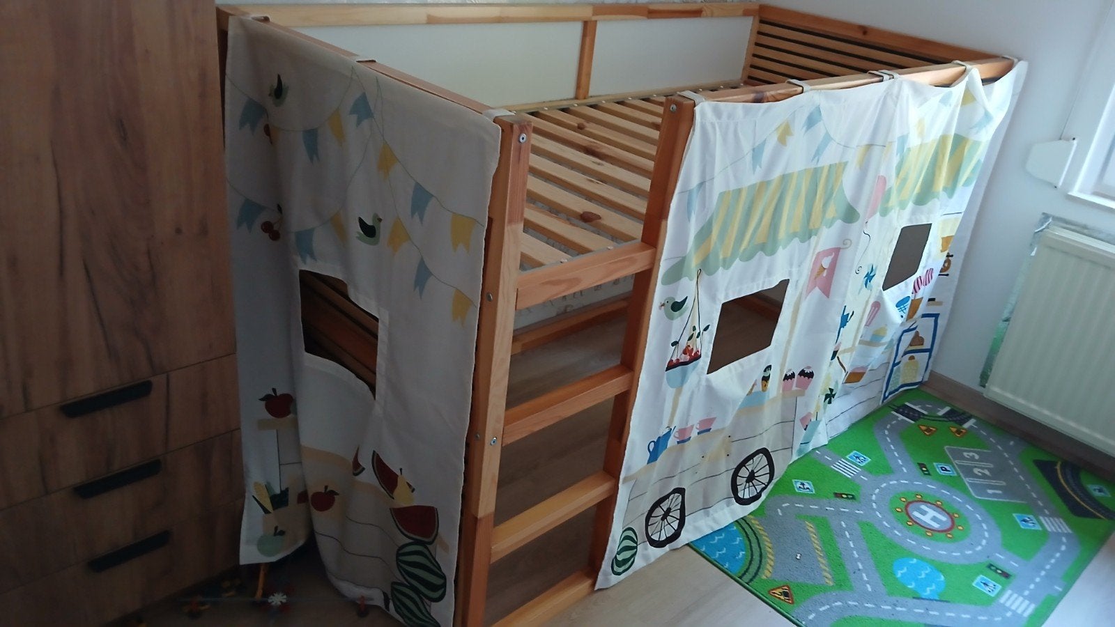 Ikea Bed Kura met Speeltent, Ophalen, 90 cm, Eenpersoons, Minder dan 160 cm