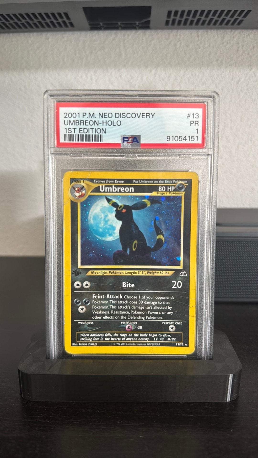 Umbreon holo first edition neo discovery #13 psa1, Ophalen, Zo goed als nieuw