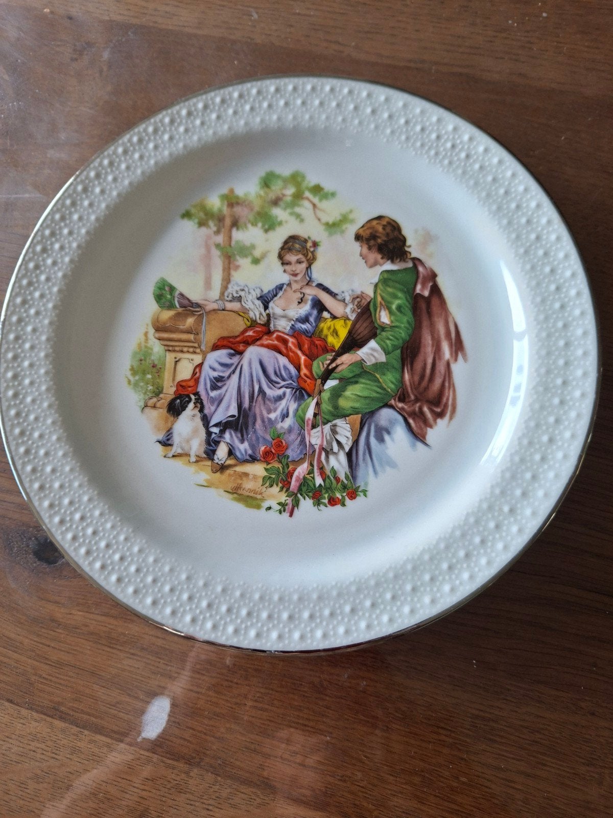 Vintage Royal Schwabap decoratief bord met tafereel, Ophalen of Verzenden