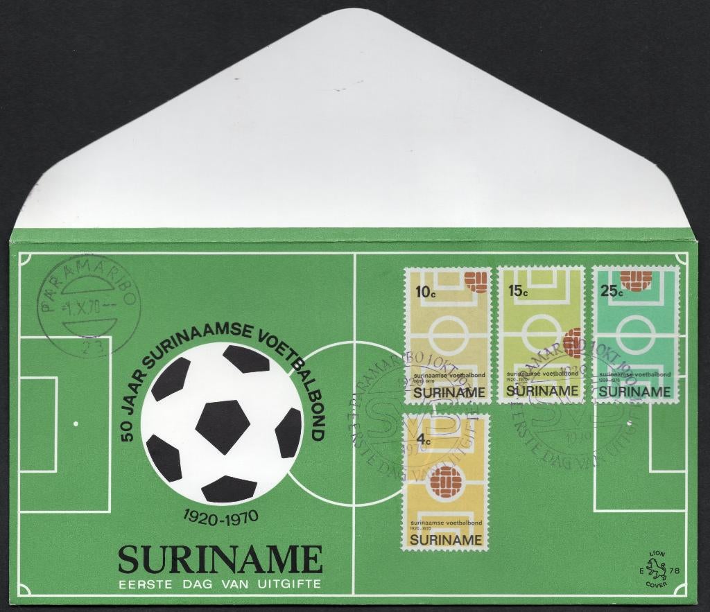 Suriname - 50 jaar Surinaamse Voetbalbond 1920-1970, Verzenden, Envelop