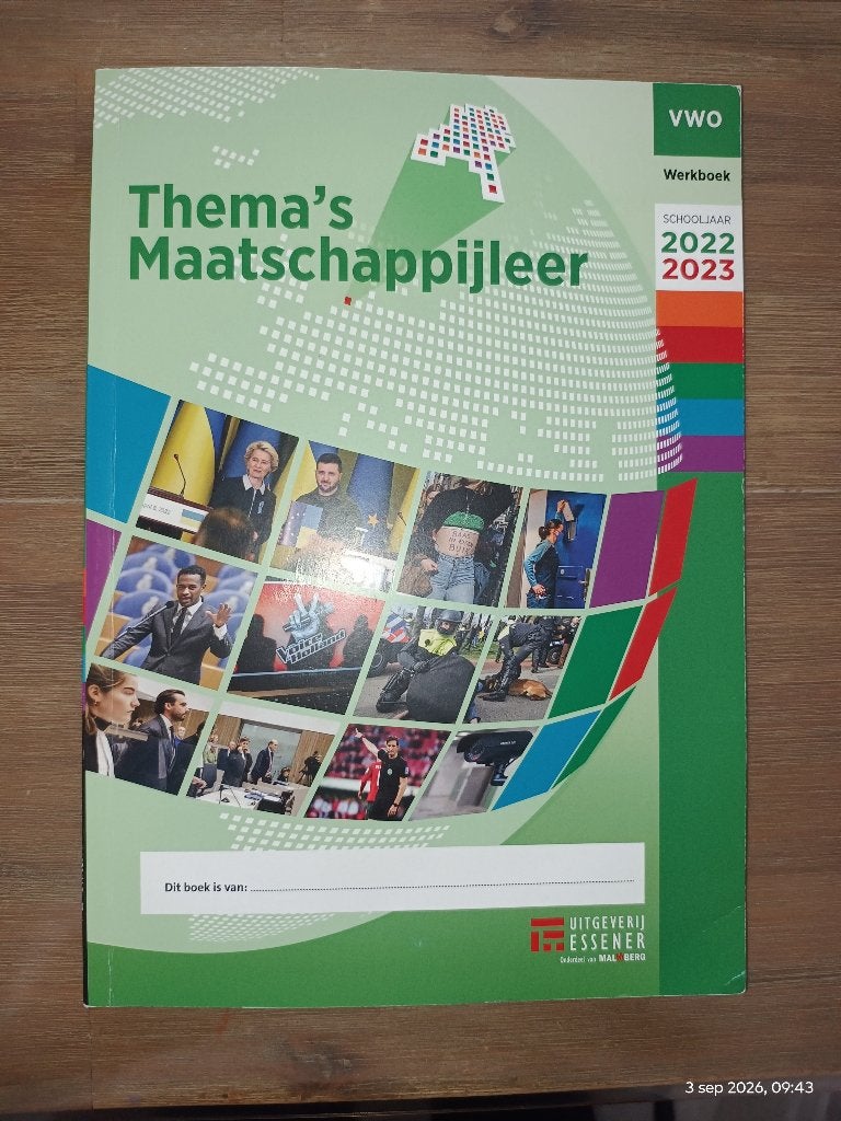 Thema's maatschappijkleer VWO 2022 - 2023, Boeken, Ophalen of Verzenden, Nieuw, VWO, Maatschappijleer